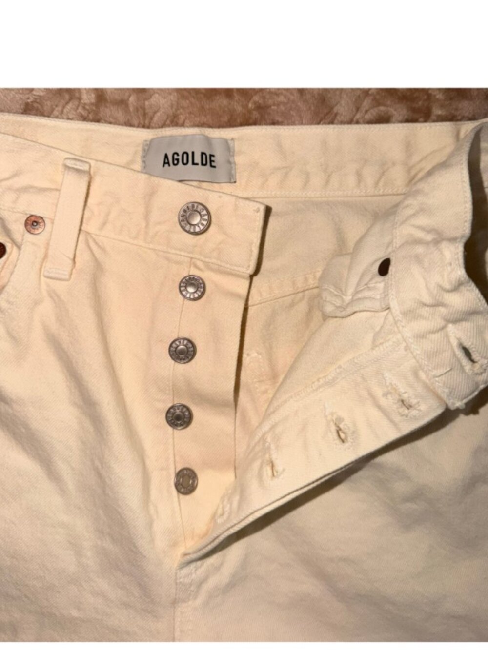 AGOLDE - Low Slung Baggy Jeans in White, Size 23 - Picture 5 of 15